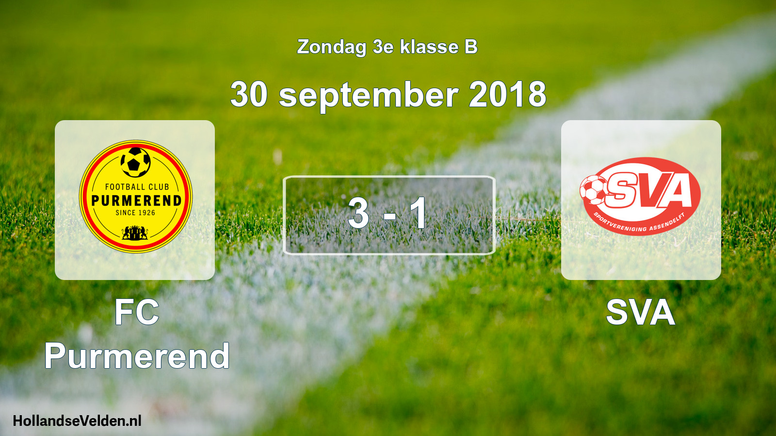 Total number of matches played: FC Purmerend - SVA 3 - 1 (30 September 2018)