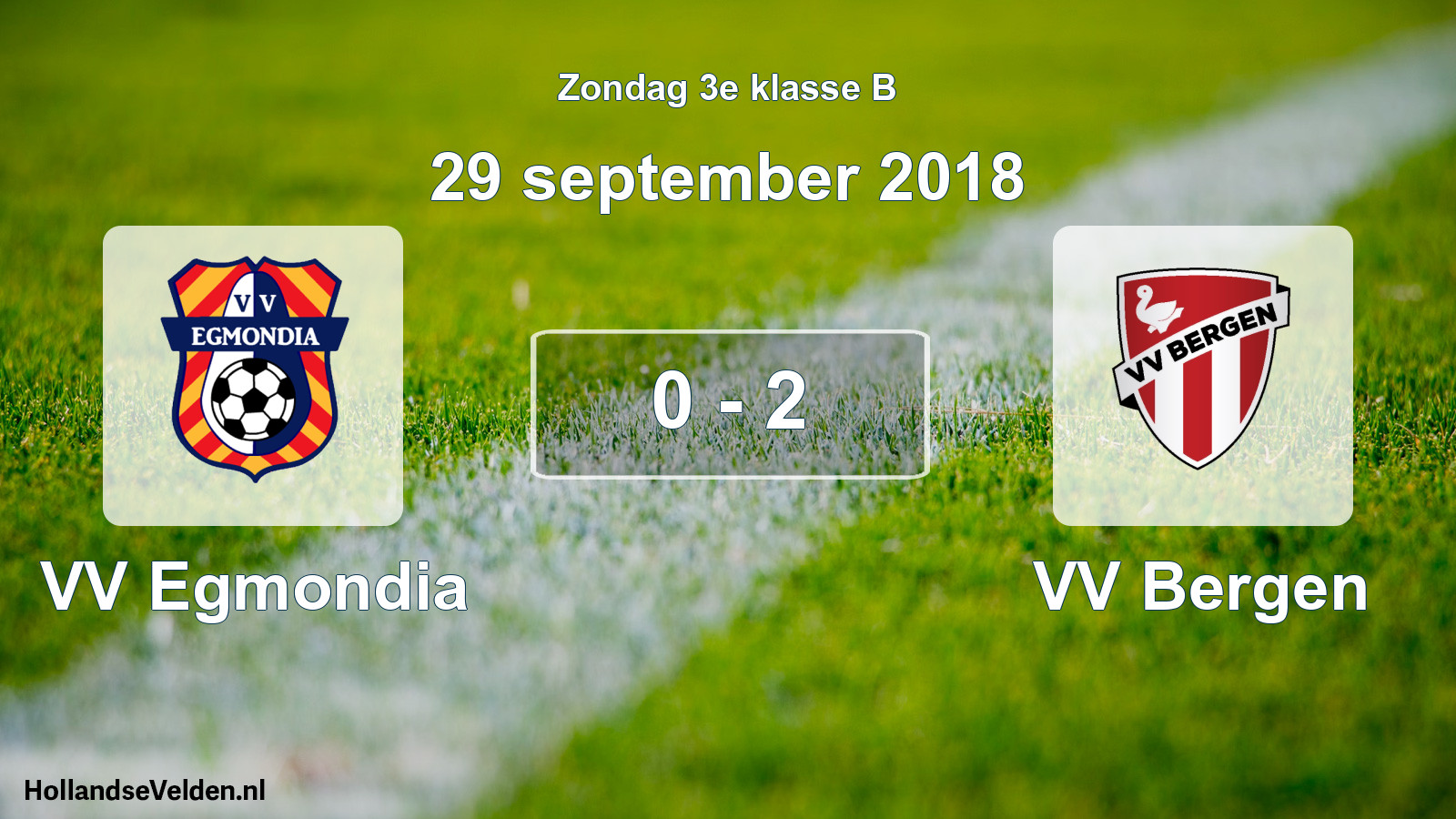 Total number of matches played: VV Egmondia - VV Bergen 0 - 2 (29 September 2018)
