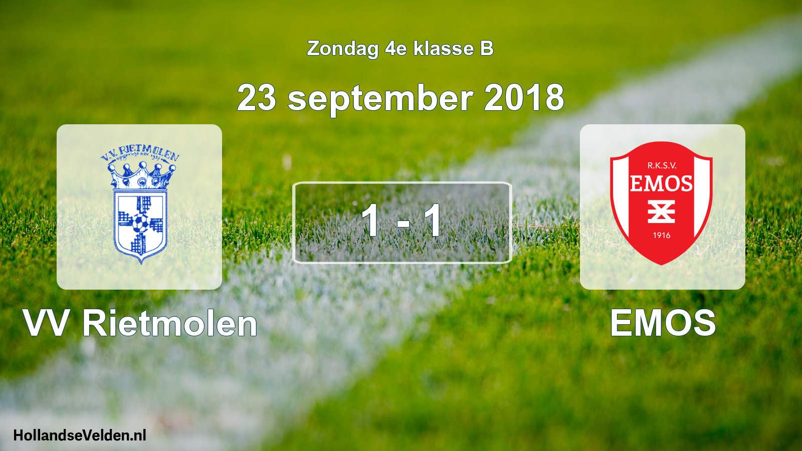 Total number of matches played: VV Rietmolen - EMOS 1 - 1 (23 September 2018)