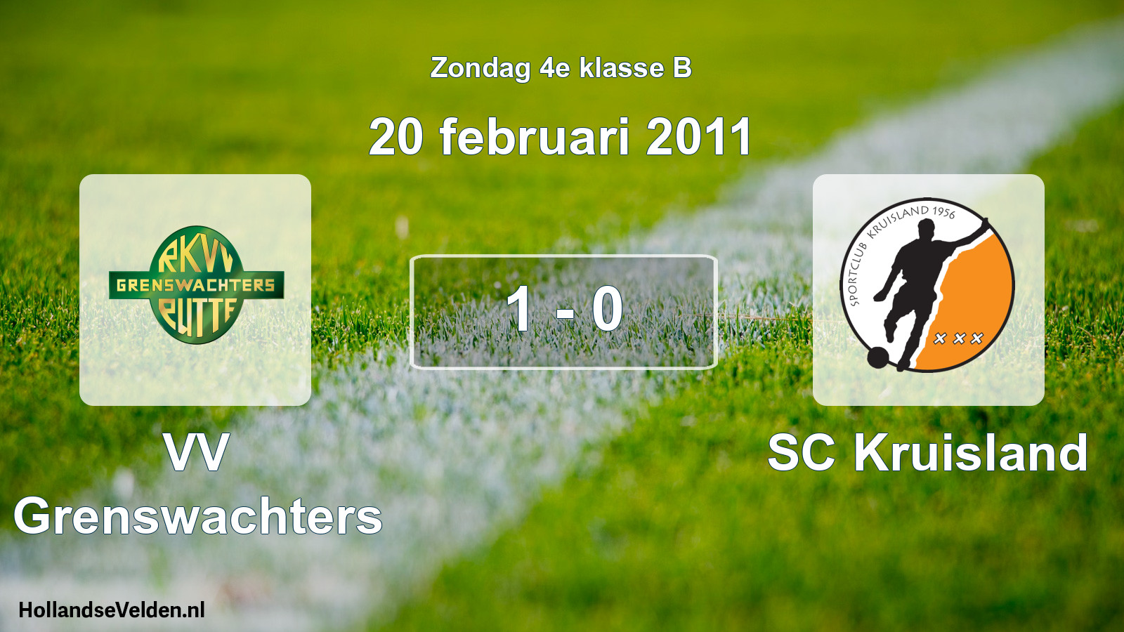 Total number of matches played: VV Grenswachters - SC Kruisland 1 - 0 (20 February 2011)
