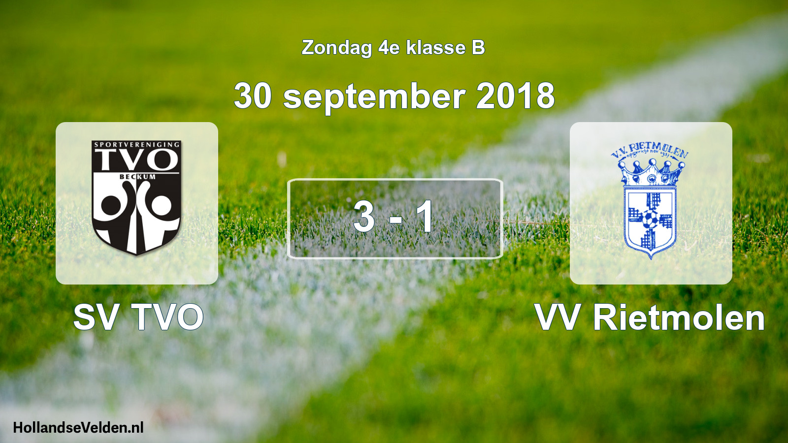 Total number of matches played: SV TVO - VV Rietmolen 3 - 1 (30 September 2018)