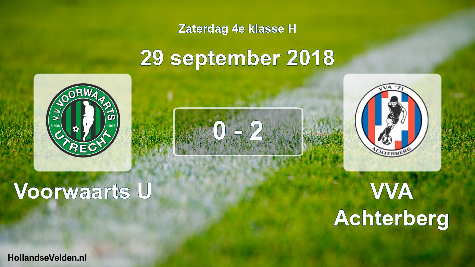 Total number of matches played: Voorwaarts U - VVA Achterberg 0 - 2 (29 September 2018)