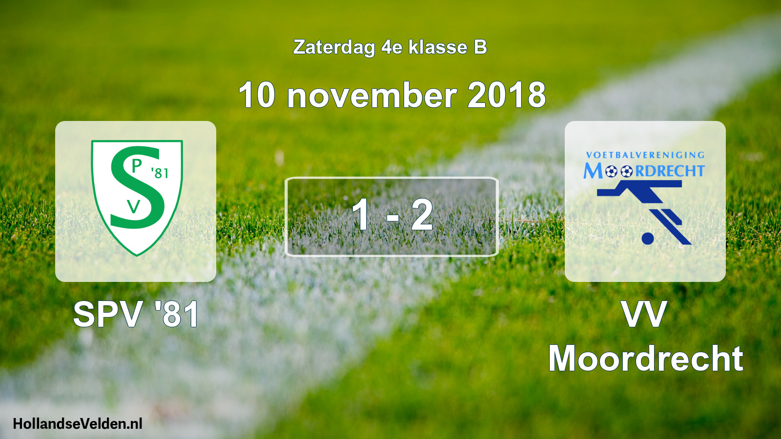 Total number of matches played: SPV '81 - VV Moordrecht 1 - 2 (10 November 2018)