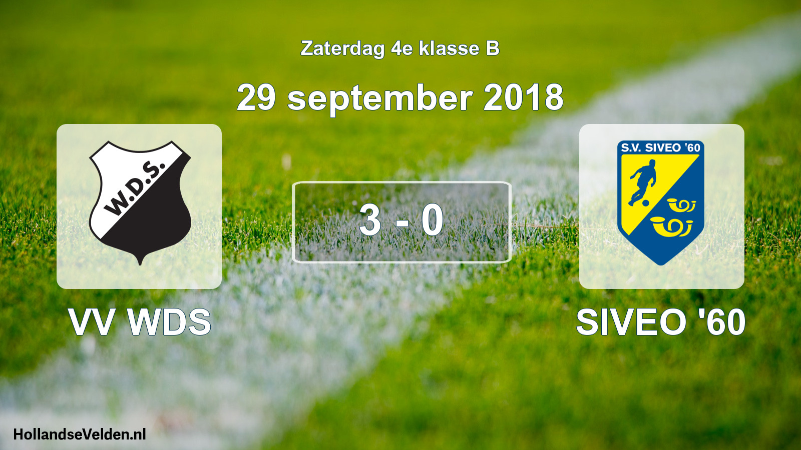 Total number of matches played: VV WDS - SIVEO '60 3 - 0 (29 September 2018)