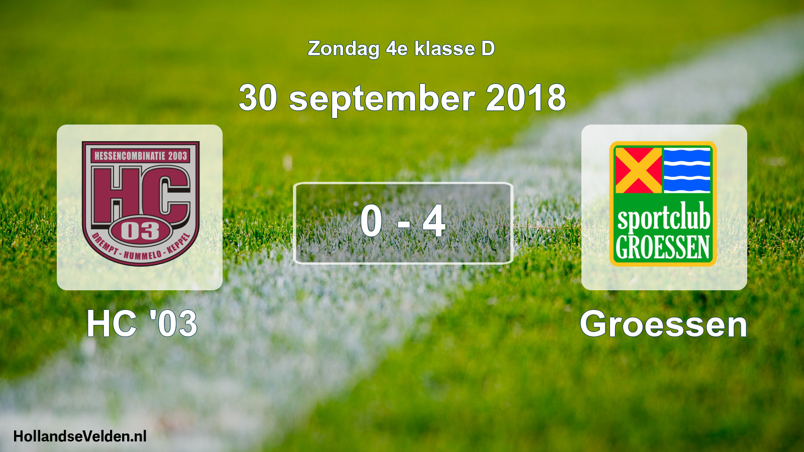 Total number of matches played: HC '03 - Groessen 0 - 4 (30 September 2018)
