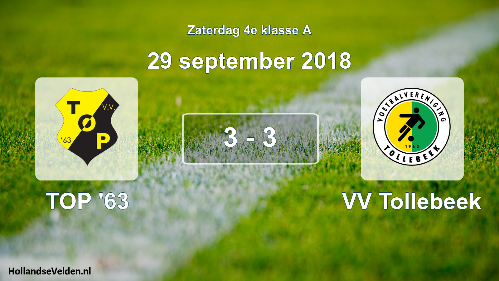 Total number of matches played: TOP '63 - VV Tollebeek 3 - 3 (29 September 2018)