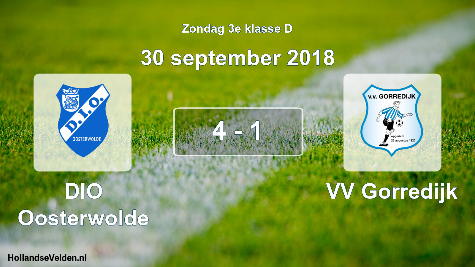 Total number of matches played: DIO Oosterwolde - VV Gorredijk 4 - 1 (30 September 2018)