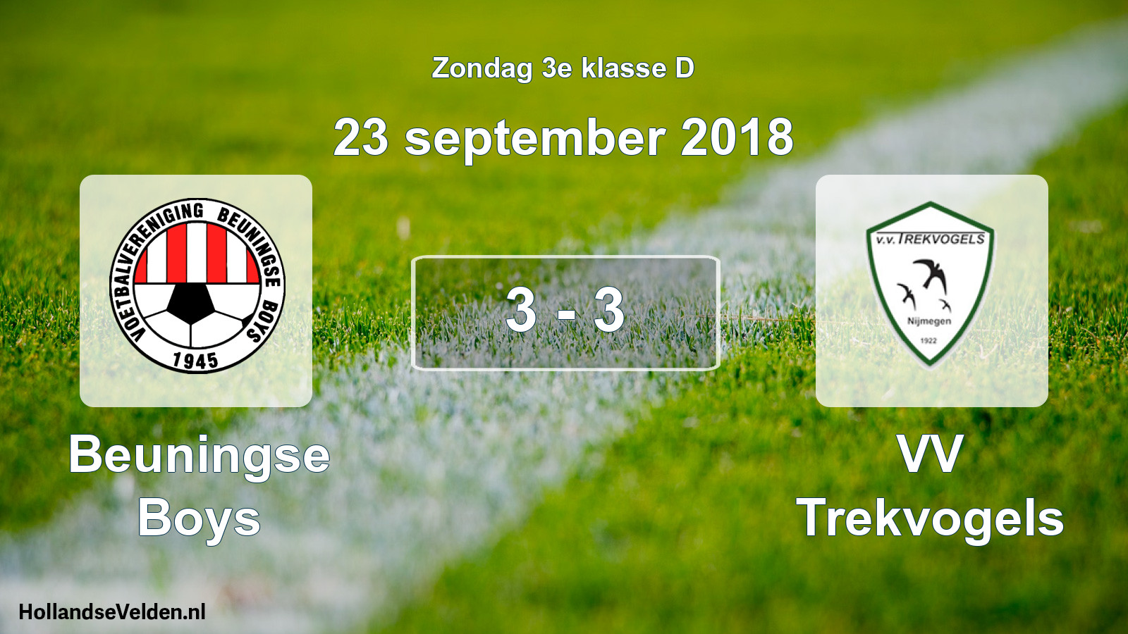 Total number of matches played: Beuningse Boys - VV Trekvogels 3 - 3 (23 September 2018)