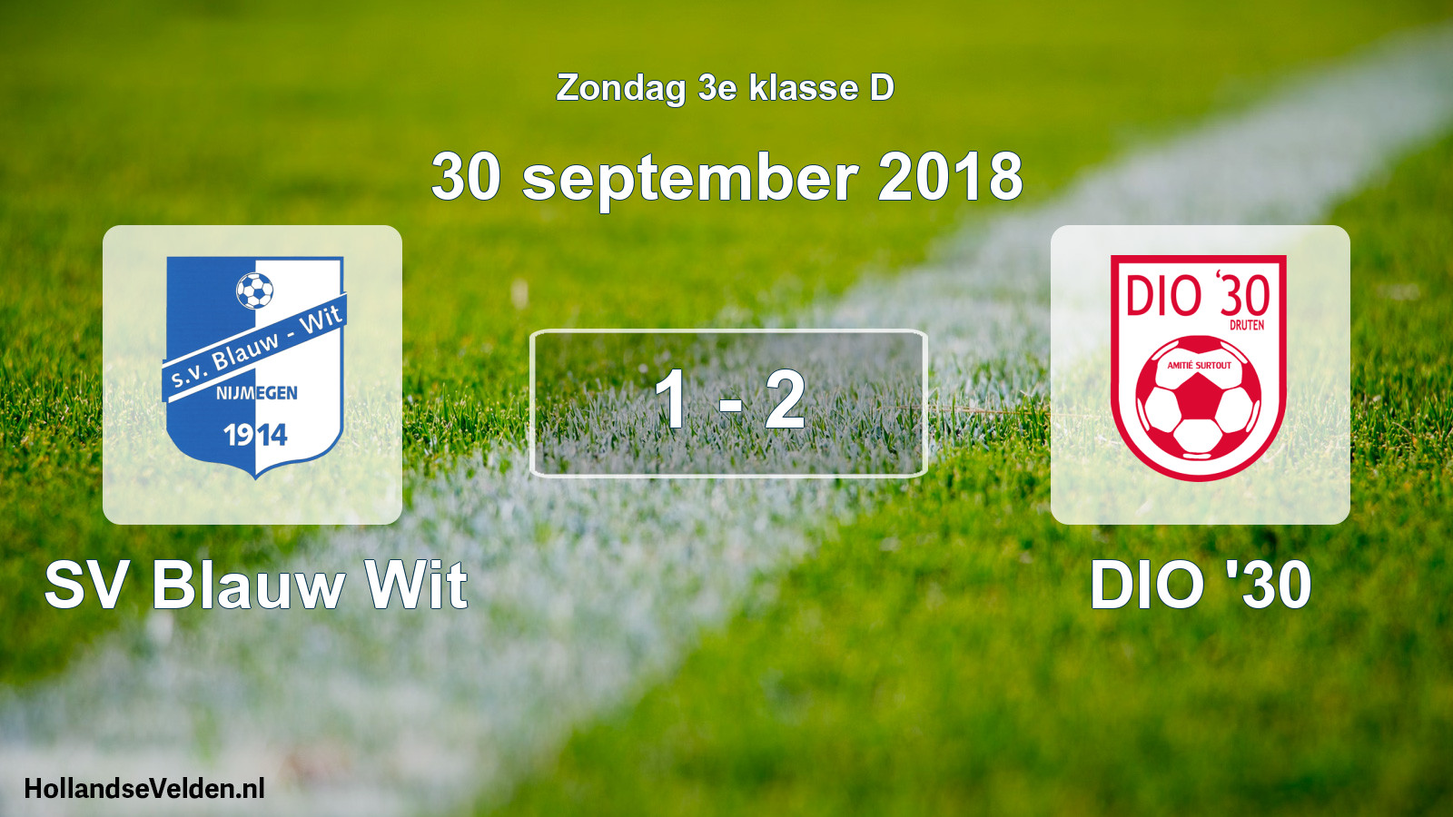 Total number of matches played: SV Blauw Wit - DIO '30 1 - 2 (30 September 2018)