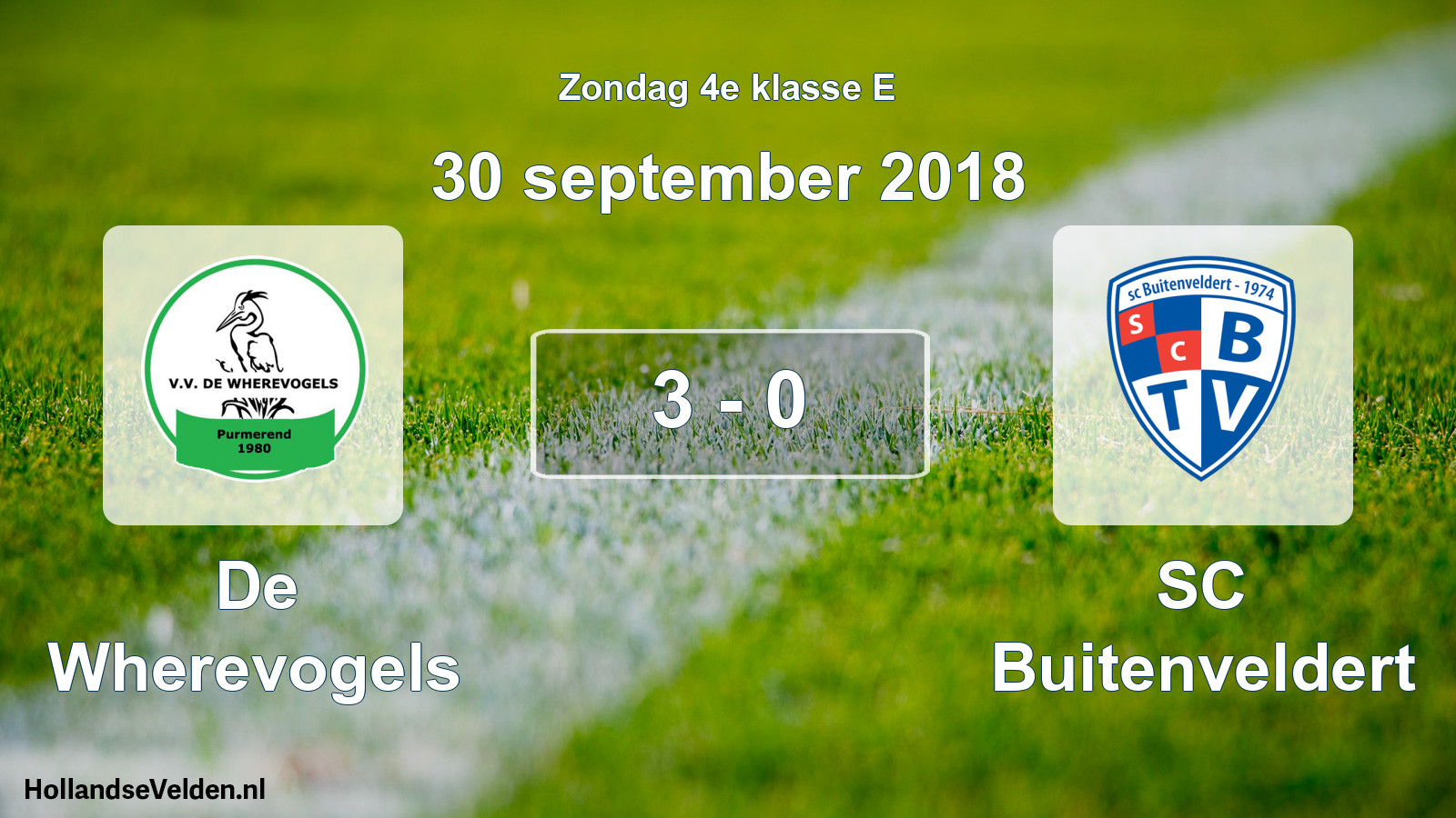 Total number of matches played: De Wherevogels - SC Buitenveldert 3 - 0 (30 September 2018)