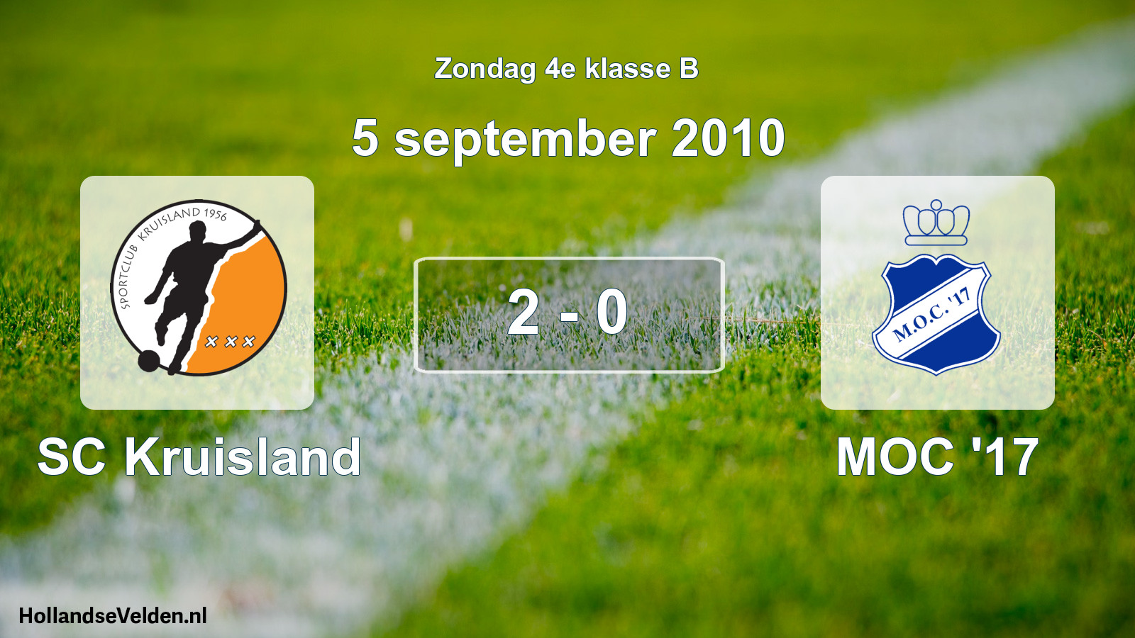 Total number of matches played: SC Kruisland - MOC '17 2 - 0 (5 September 2010)