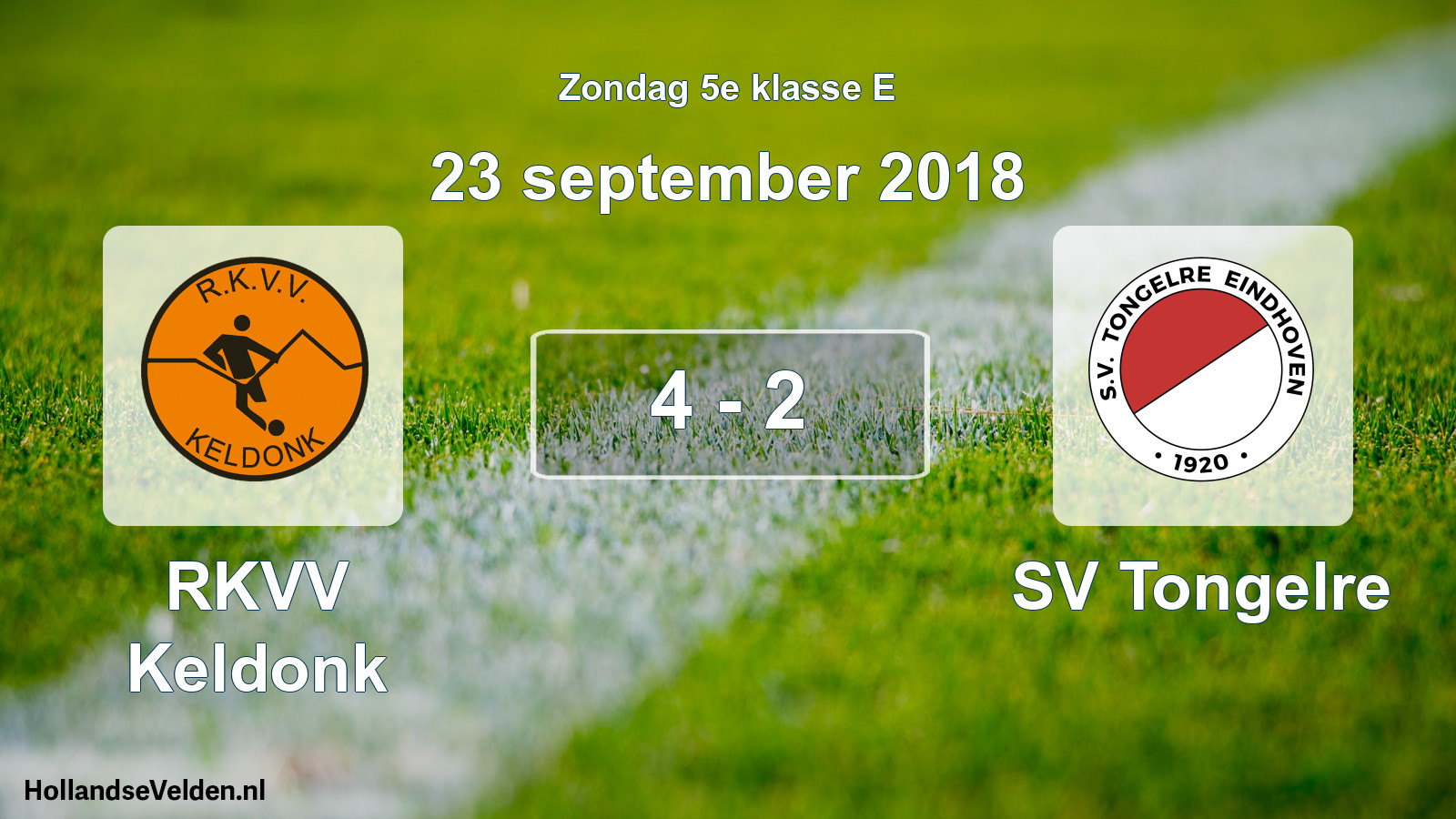 Total number of matches played: RKVV Keldonk - SV Tongelre 4 - 2 (23 September 2018)