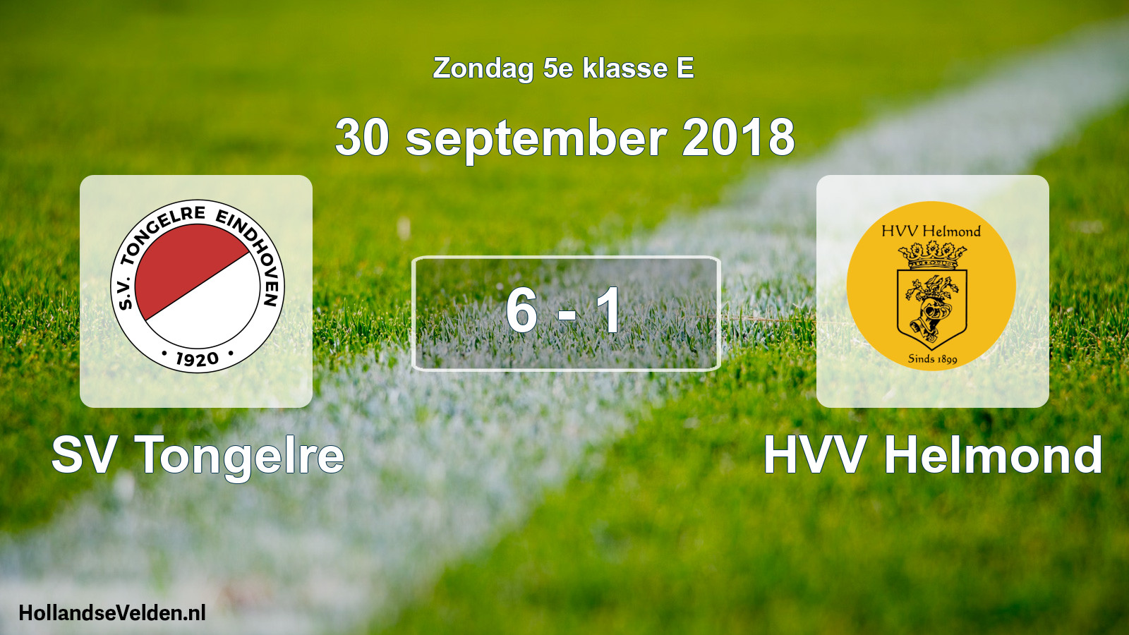 Total number of matches played: SV Tongelre - HVV Helmond 6 - 1 (30 September 2018)