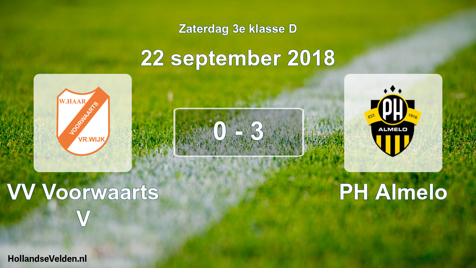 Total number of matches played: VV Voorwaarts V - PH Almelo 0 - 3 (22 September 2018)