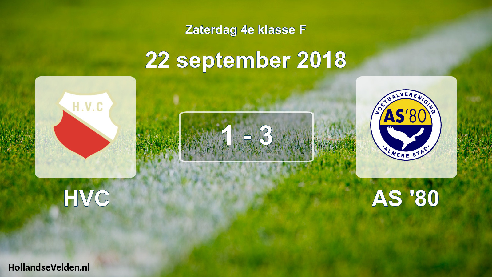 Total number of matches played: HVC - AS '80 1 - 3 (22 September 2018)