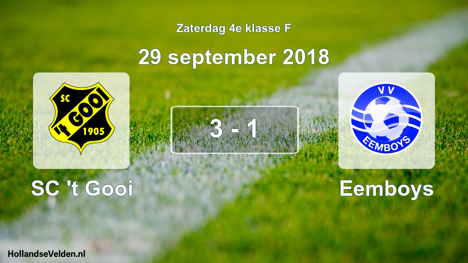 Total number of matches played: SC 't Gooi - Eemboys 3 - 1 (29 September 2018)