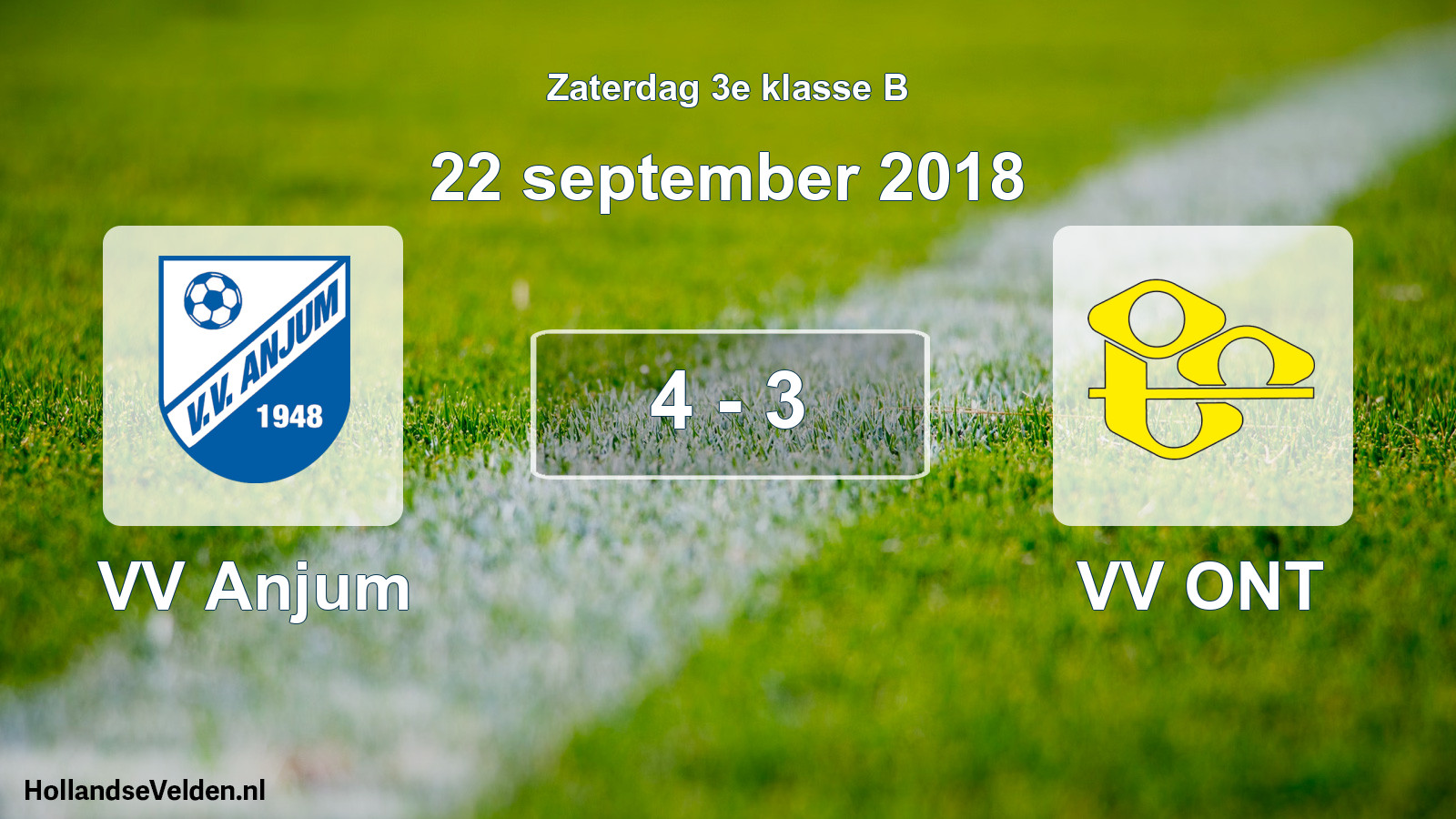 Total number of matches played: VV Anjum - VV ONT 4 - 3 (22 September 2018)