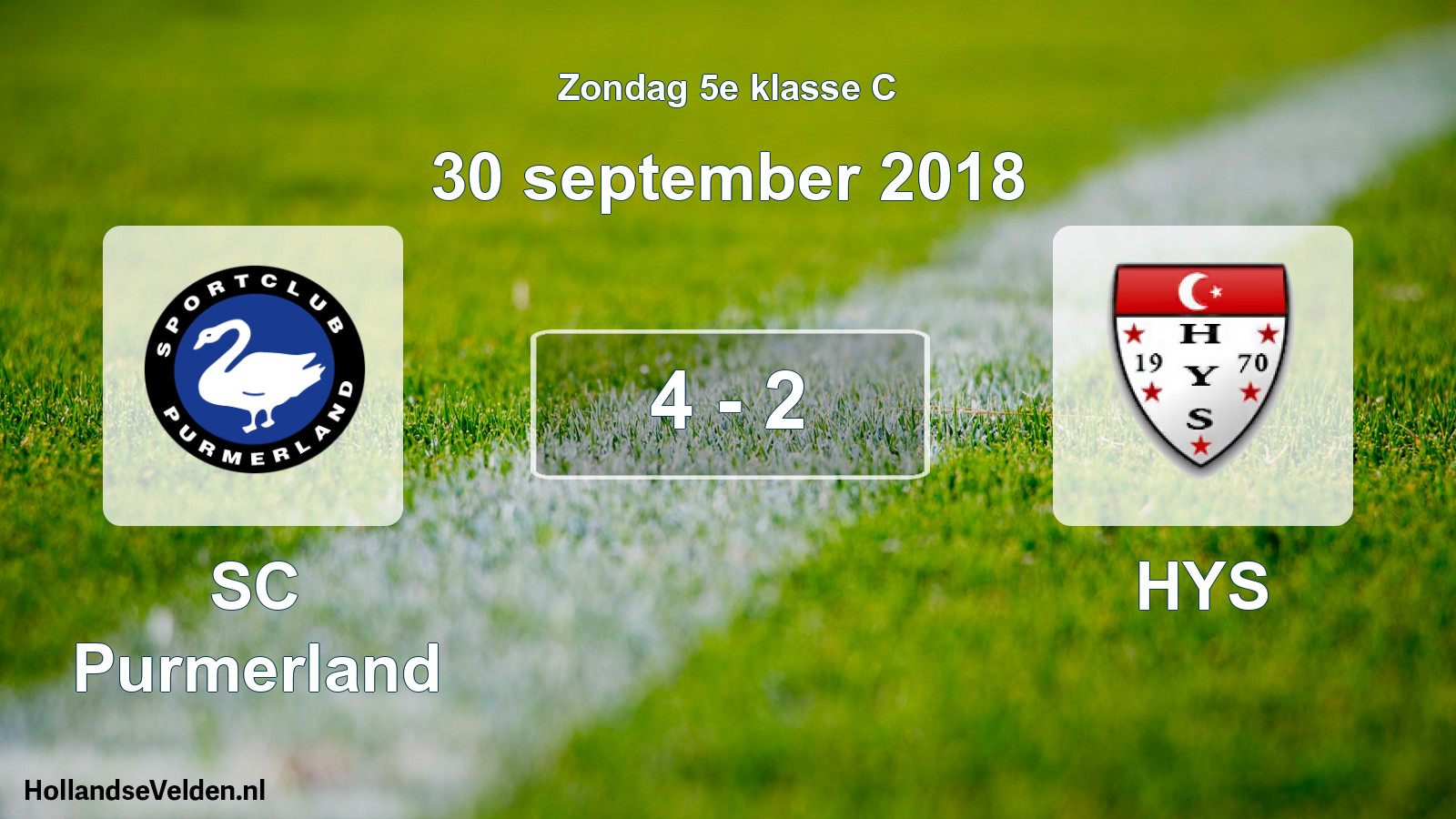 Total number of matches played: SC Purmerland - HYS 4 - 2 (30 September 2018)