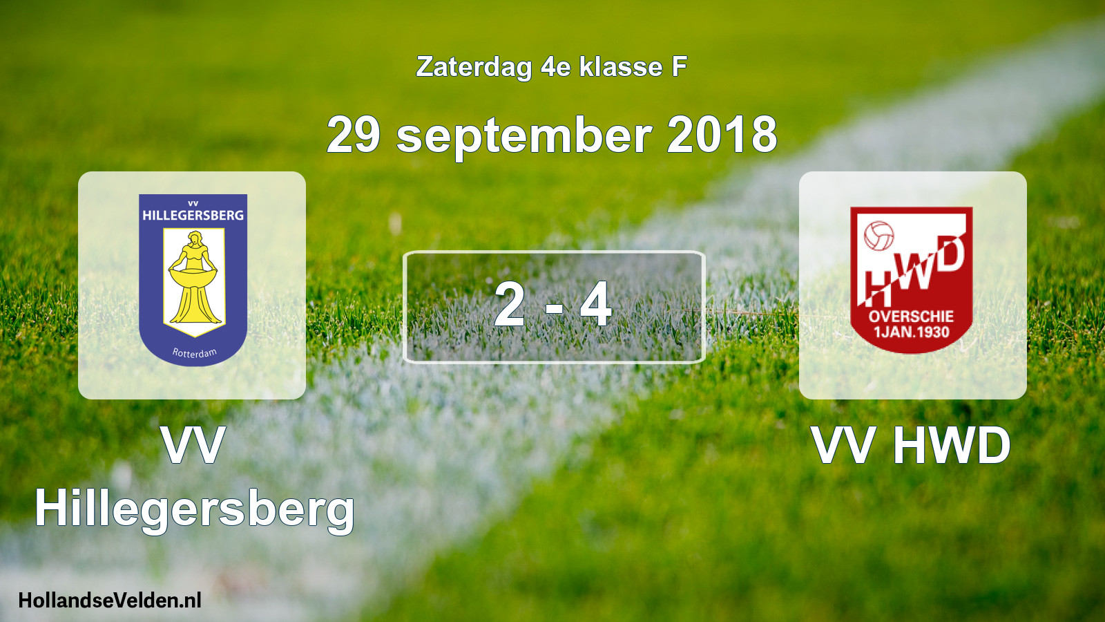 Total number of matches played: VV Hillegersberg - VV HWD 2 - 4 (29 September 2018)