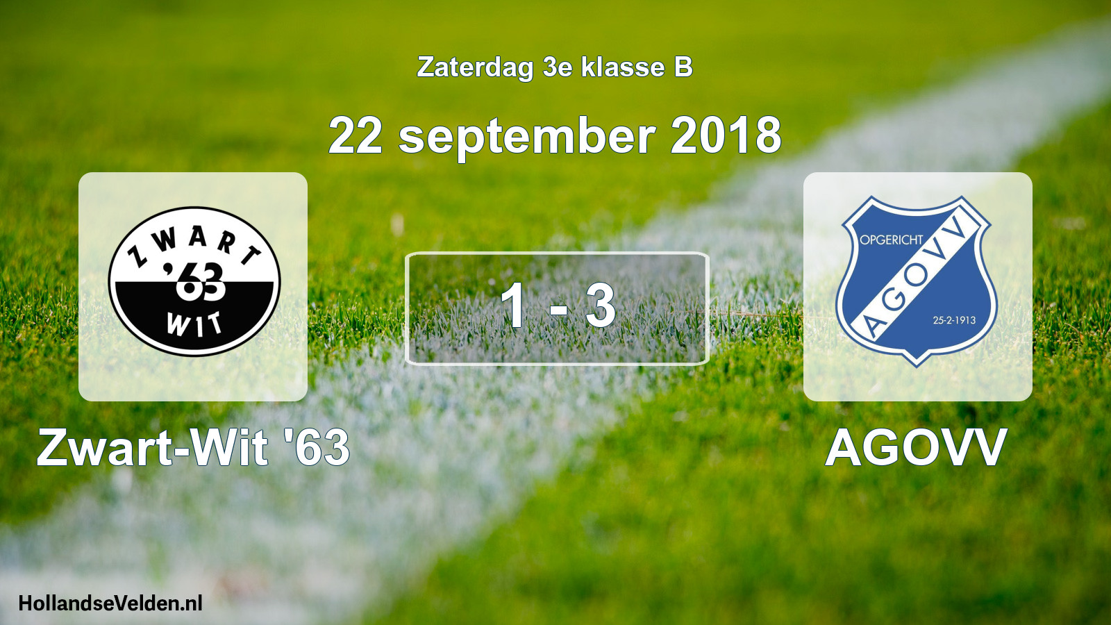 Total number of matches played: Zwart-Wit '63 - AGOVV 1 - 3 (22 September 2018)