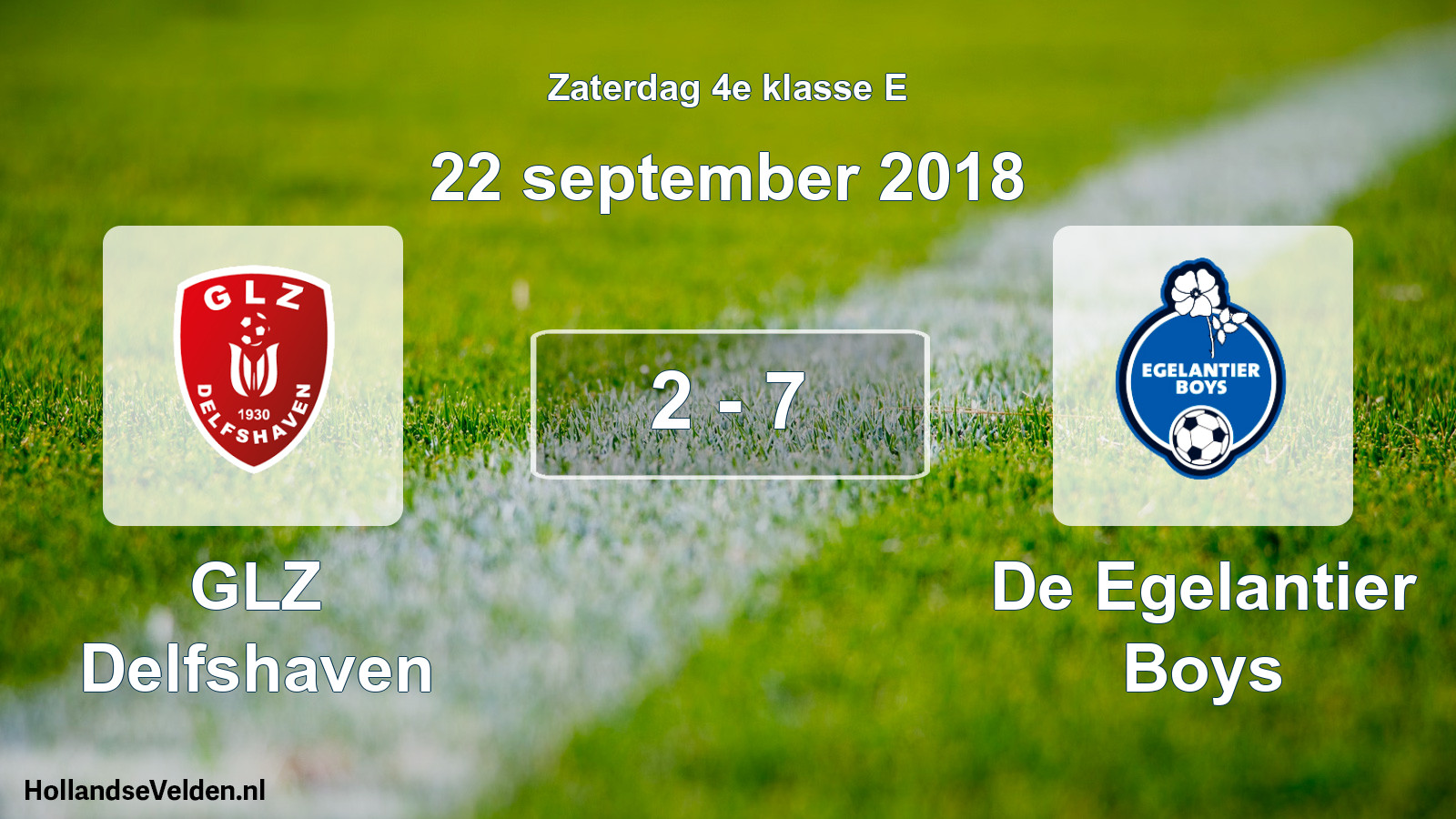 Total number of matches played: GLZ Delfshaven - De Egelantier Boys 2 - 7 (22 September 2018)