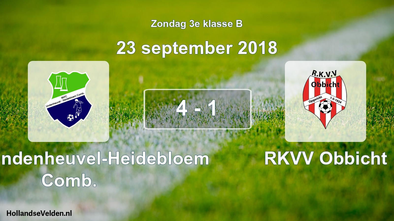 Total number of matches played: RKFC Lindenheuvel-Heidebloem Comb. - RKVV Obbicht 4 - 1 (23 September 2018)
