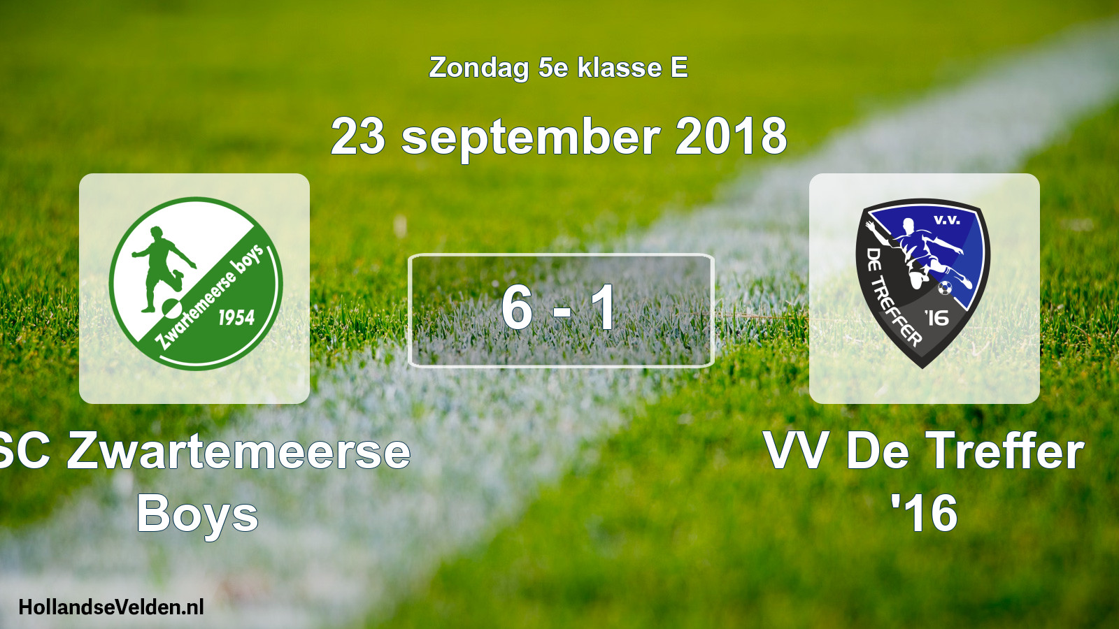 Total number of matches played: SC Zwartemeerse Boys - VV De Treffer '16 6 - 1 (23 September 2018)