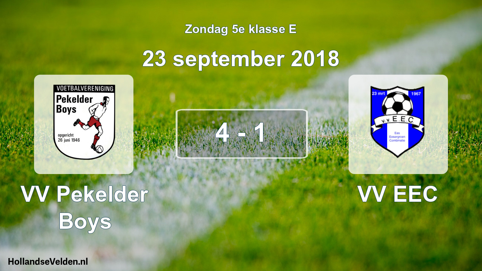 Total number of matches played: VV Pekelder Boys - VV EEC 4 - 1 (23 September 2018)