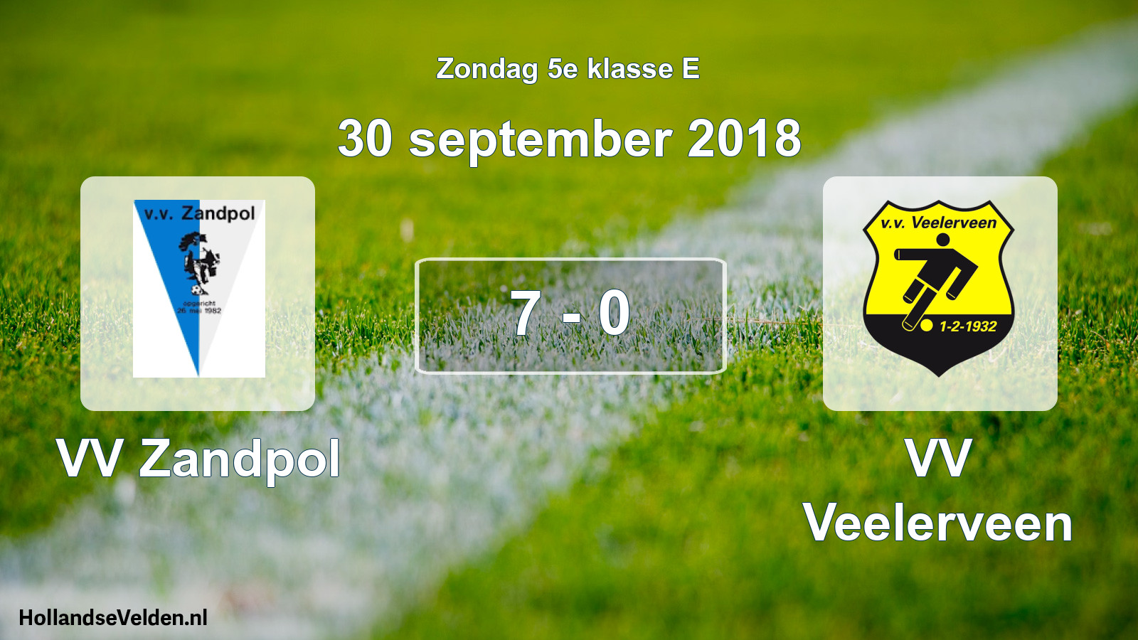 Total number of matches played: VV Zandpol - VV Veelerveen 7 - 0 (30 September 2018)