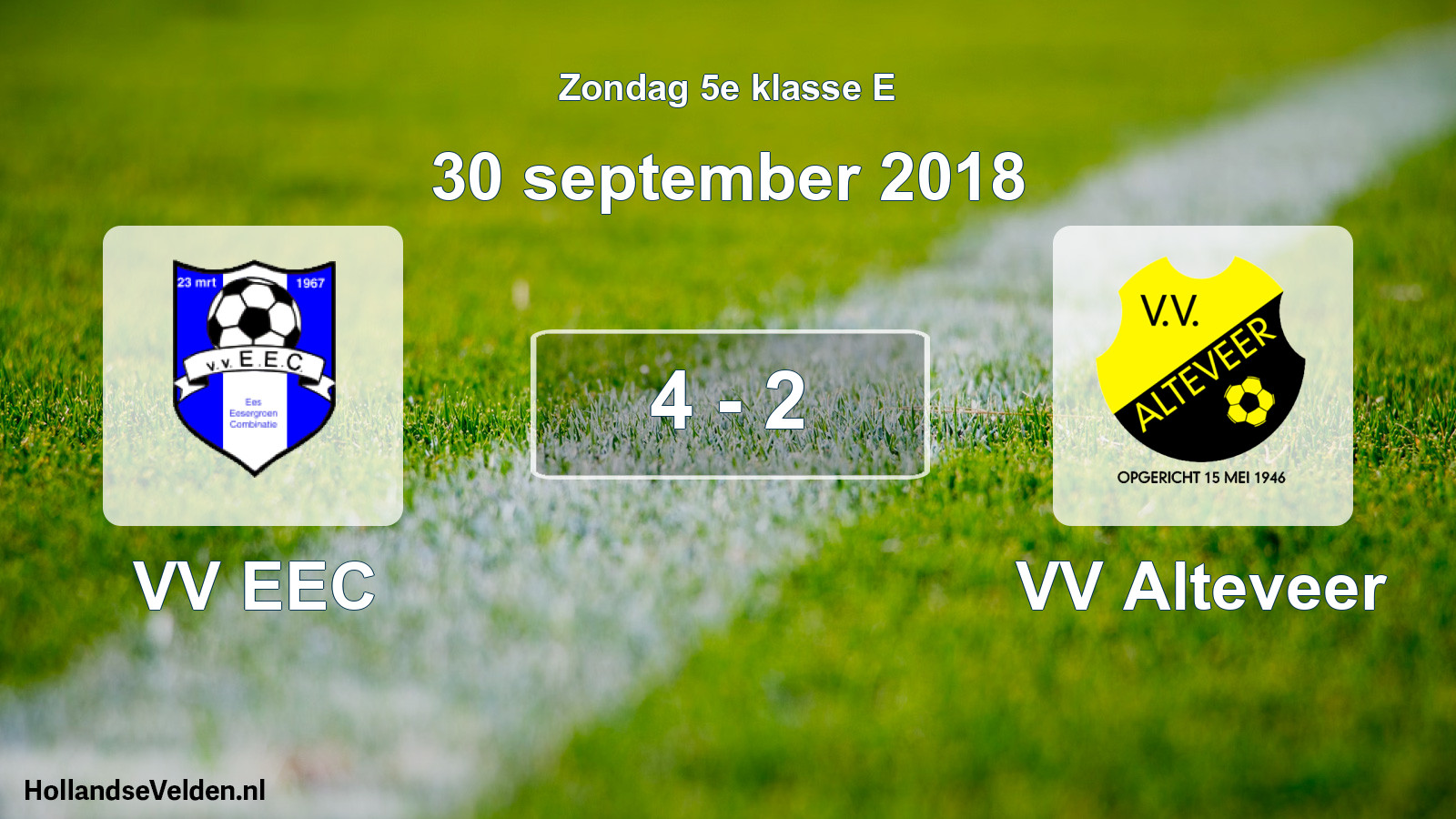 Total number of matches played: VV EEC - VV Alteveer 4 - 2 (30 September 2018)