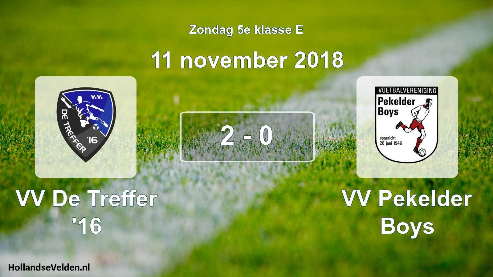 Total number of matches played: VV De Treffer '16 - VV Pekelder Boys 2 - 0 (11 November 2018)