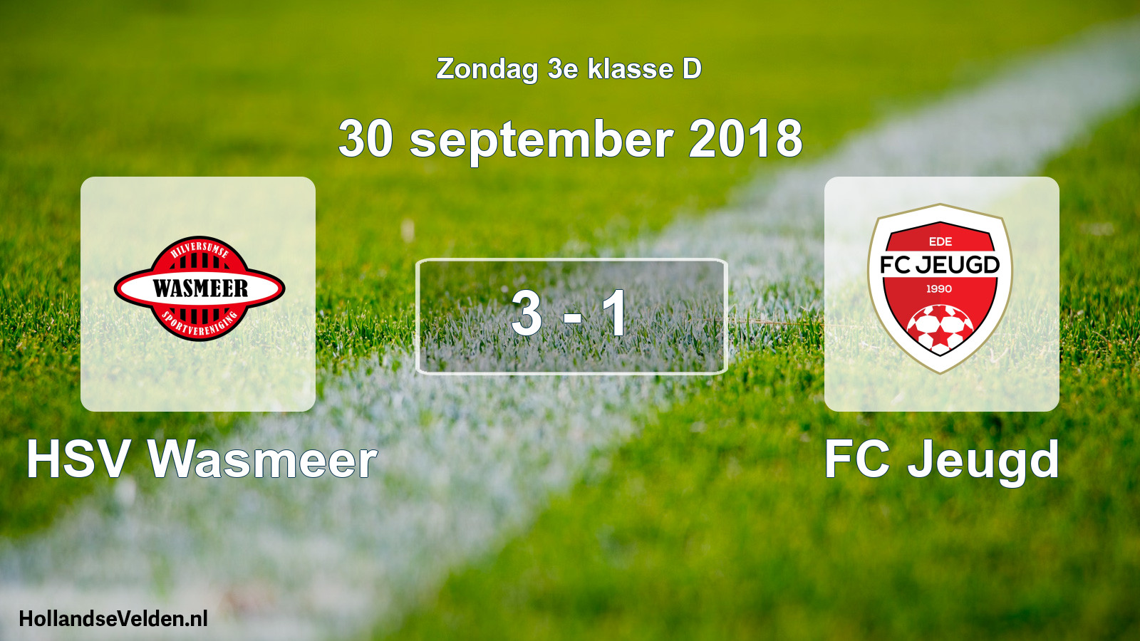 Total number of matches played: HSV Wasmeer - FC Jeugd 3 - 1 (30 September 2018)
