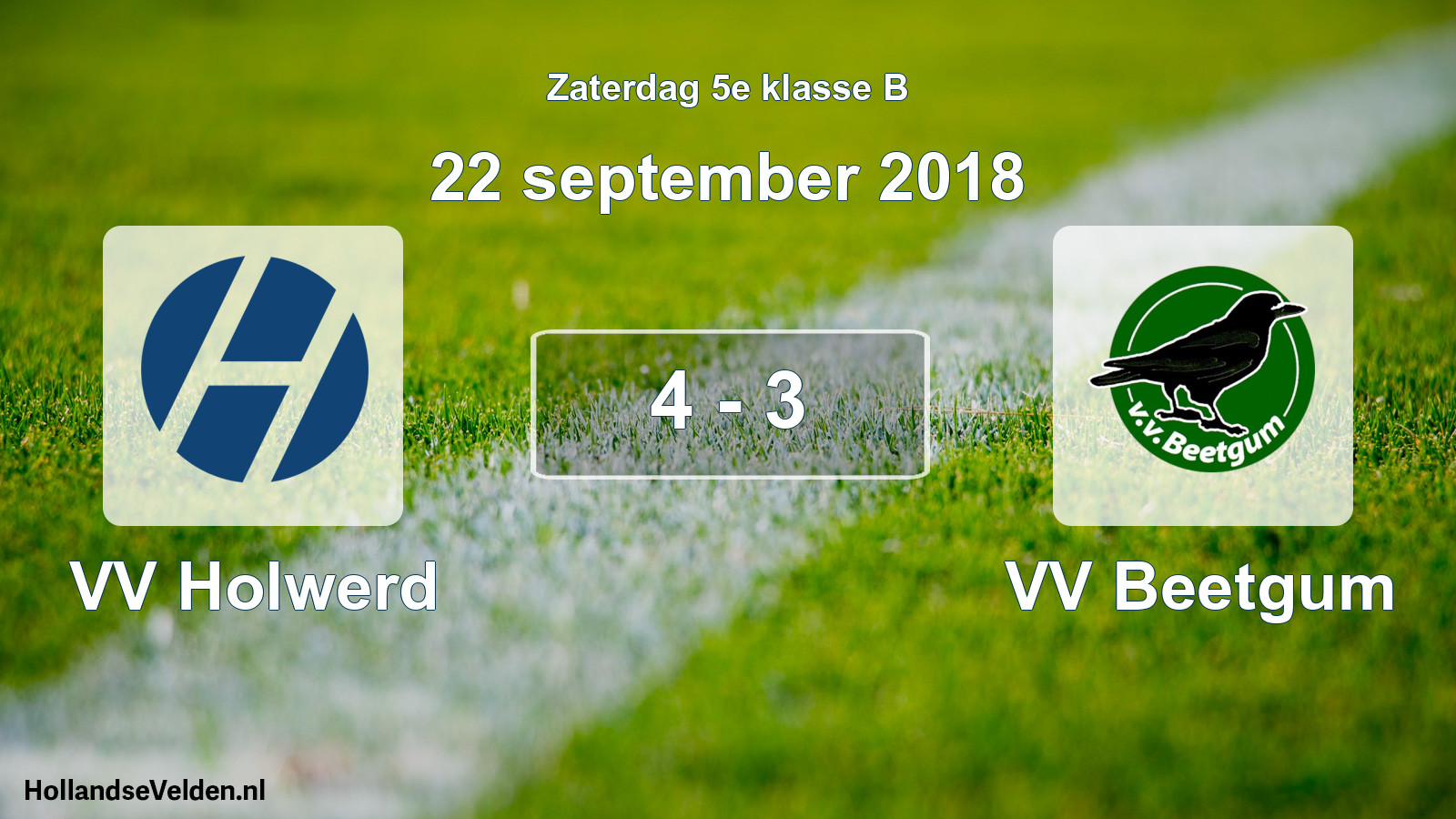 Total number of matches played: VV Holwerd - VV Beetgum 4 - 3 (22 September 2018)