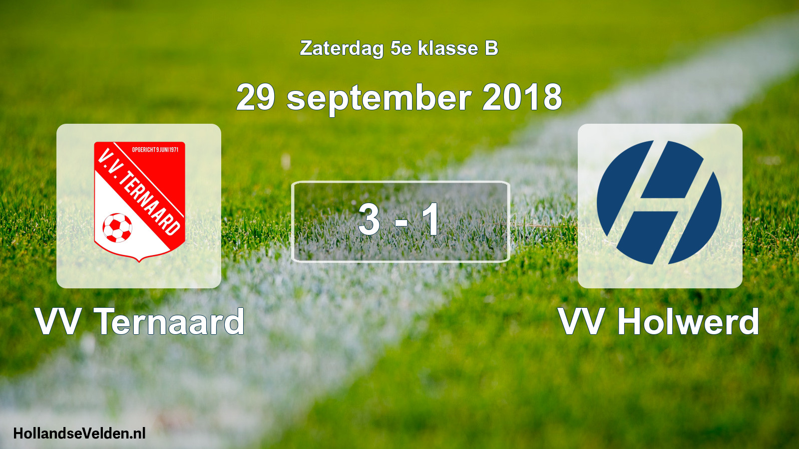 Total number of matches played: VV Ternaard - VV Holwerd 3 - 1 (29 September 2018)