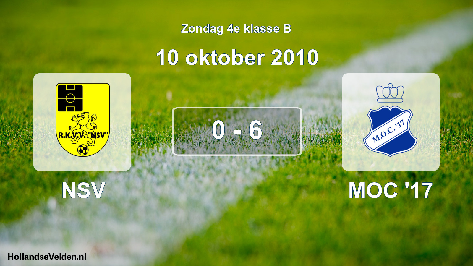 Total number of matches played: NSV - MOC '17 0 - 6 (10 October 2010)