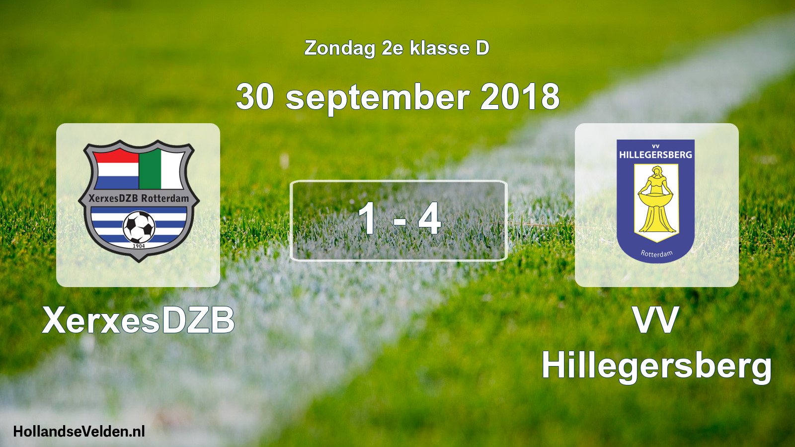 Total number of matches played: XerxesDZB - VV Hillegersberg 1 - 4 (30 September 2018)