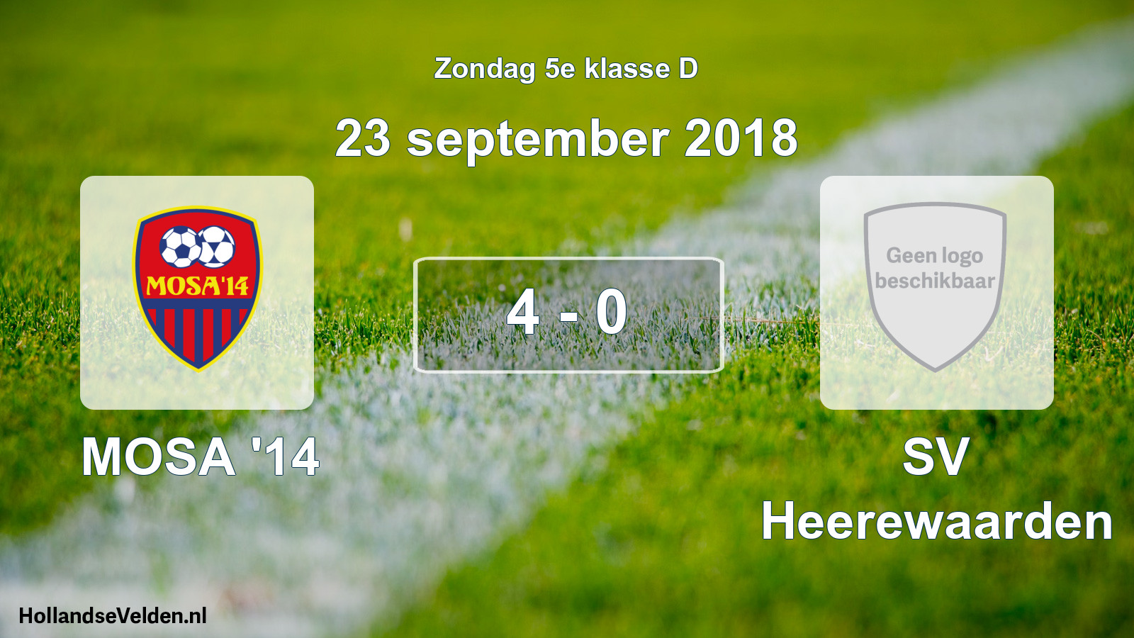 Total number of matches played: MOSA '14 - SV Heerewaarden 4 - 0 (23 September 2018)