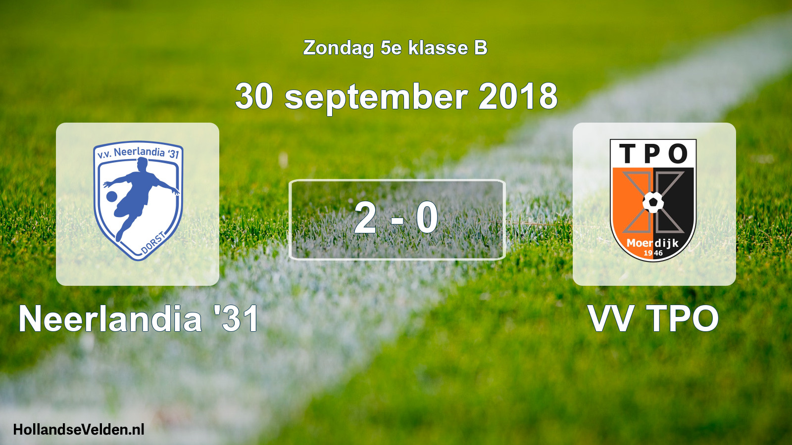 Total number of matches played: Neerlandia '31 - VV TPO 2 - 0 (30 September 2018)