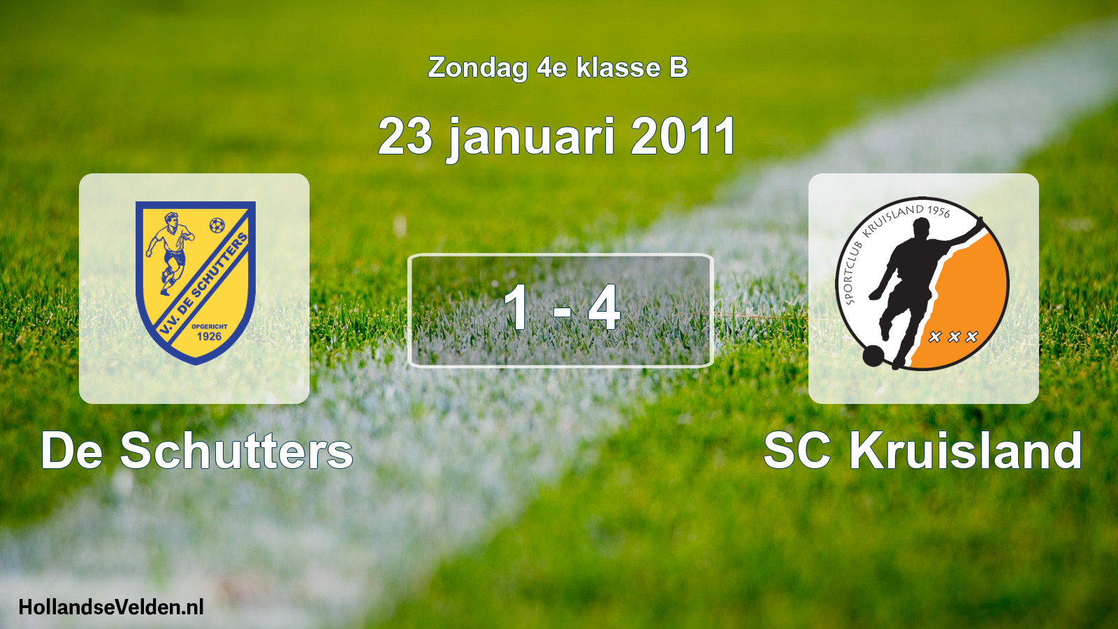 Total number of matches played: De Schutters - SC Kruisland 1 - 4 (23 January 2011)