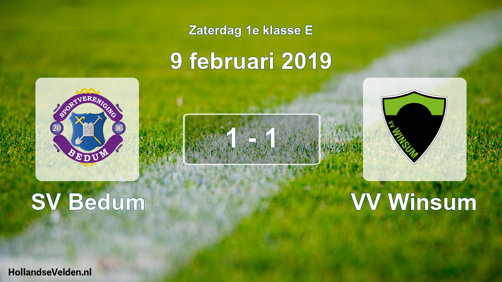 Total number of matches played: SV Bedum - VV Winsum 1 - 1 (9 February 2019)
