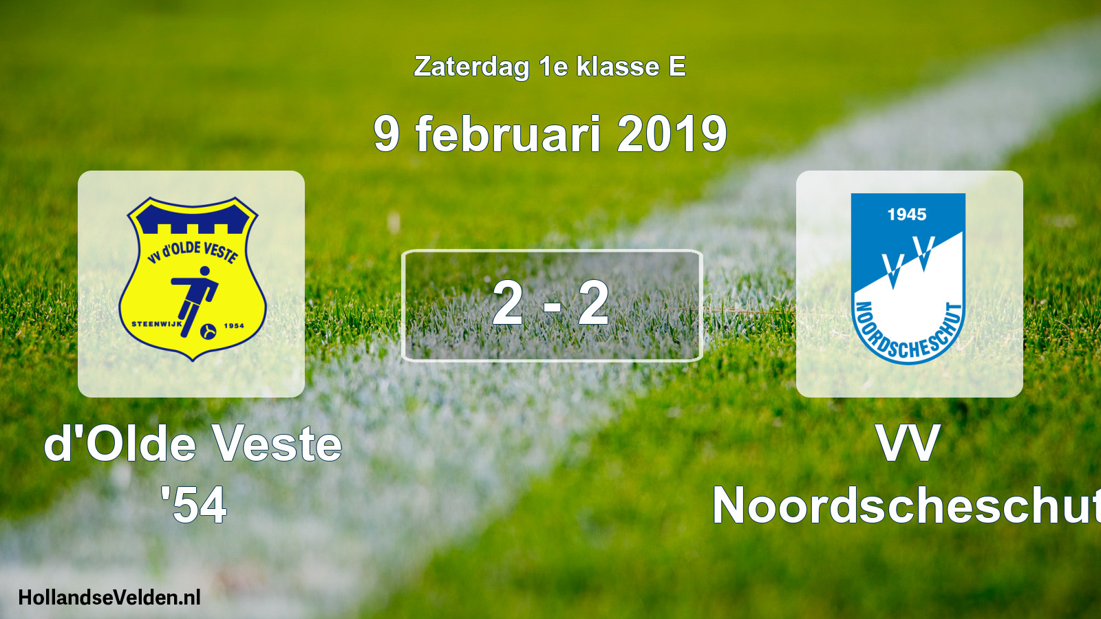 Total number of matches played: d'Olde Veste '54 - VV Noordscheschut 2 - 2 (9 February 2019)