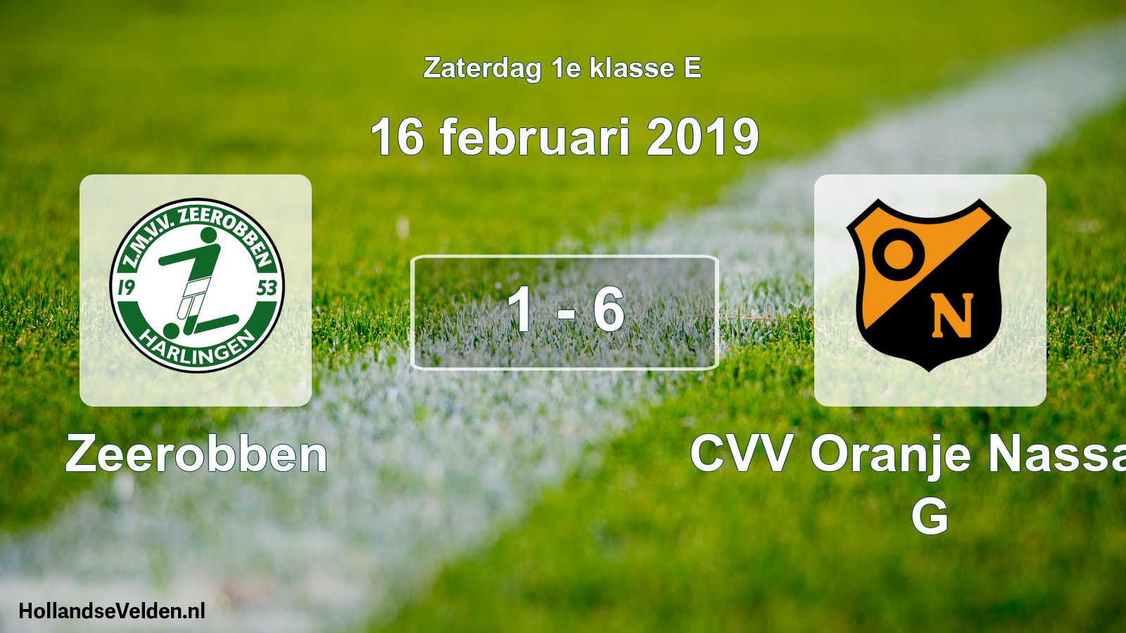 Total number of matches played: Zeerobben - CVV Oranje Nassau G 1 - 6 (16 February 2019)