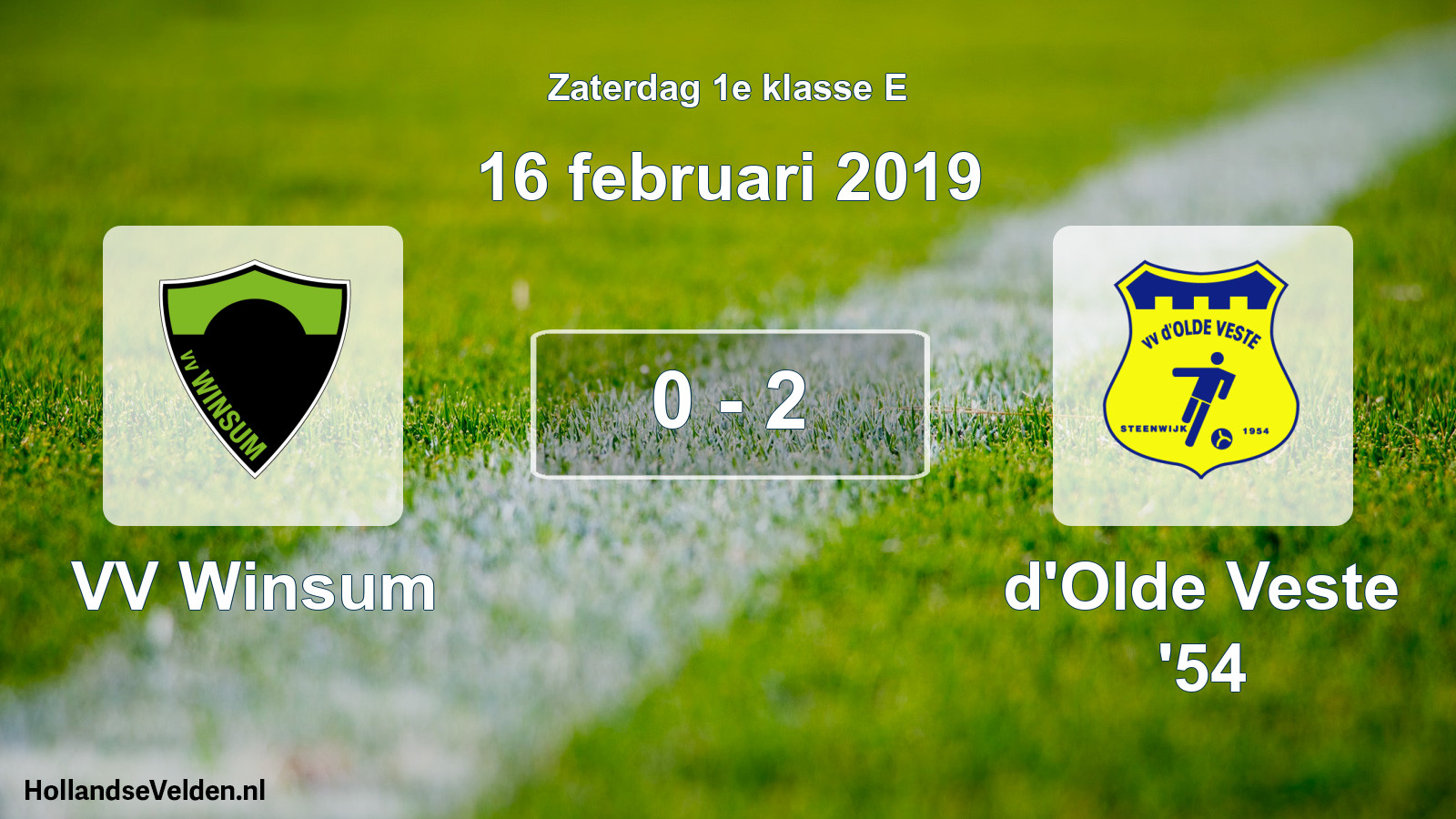 Total number of matches played: VV Winsum - d'Olde Veste '54 0 - 2 (16 February 2019)