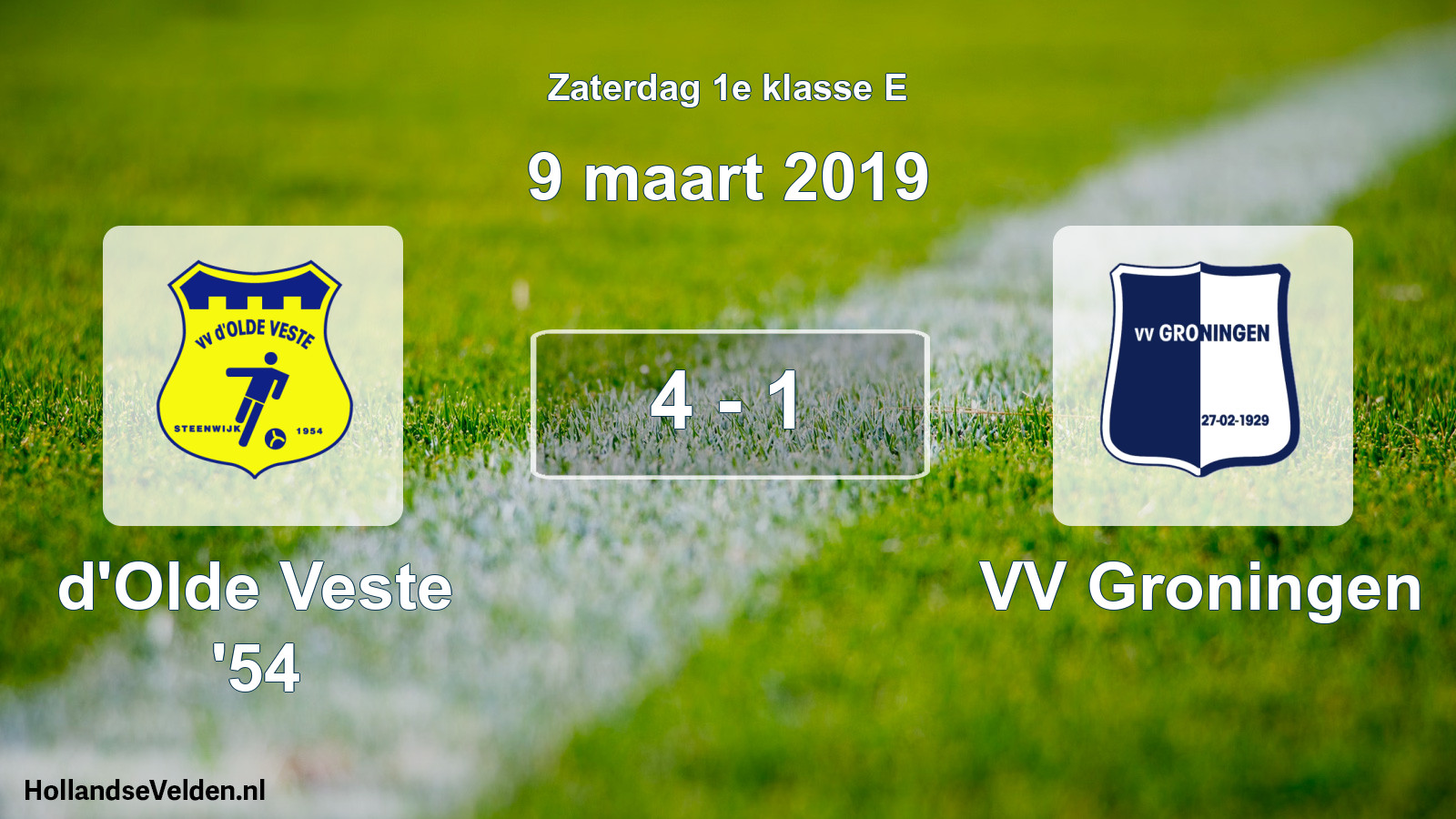 Total number of matches played: d'Olde Veste '54 - VV Groningen 4 - 1 (9 March 2019)