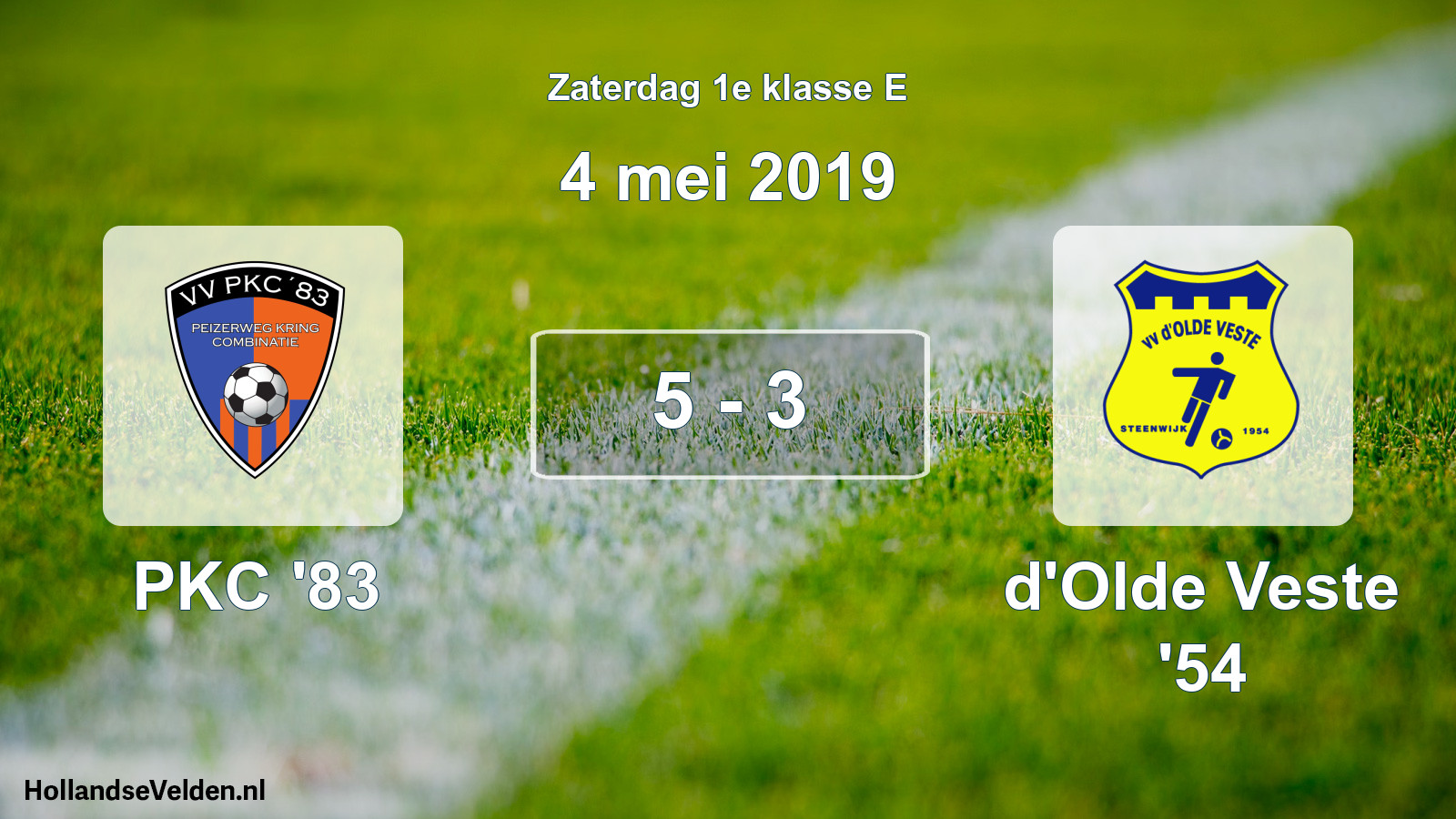Total number of matches played: PKC '83 - d'Olde Veste '54 5 - 3 (4 May 2019)