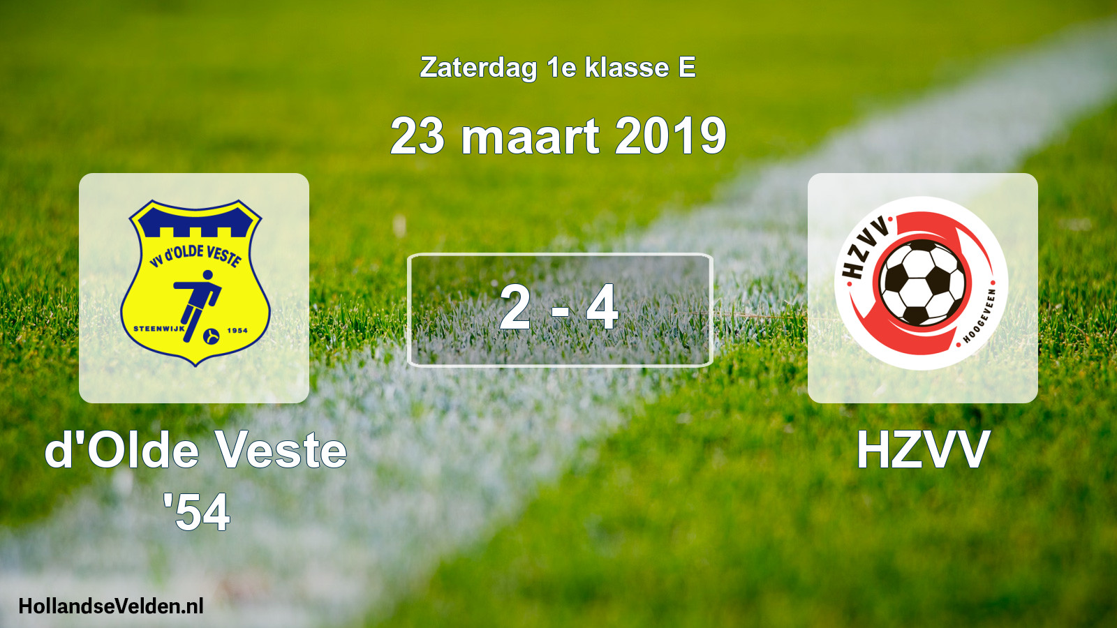 Total number of matches played: d'Olde Veste '54 - HZVV 2 - 4 (23 March 2019)