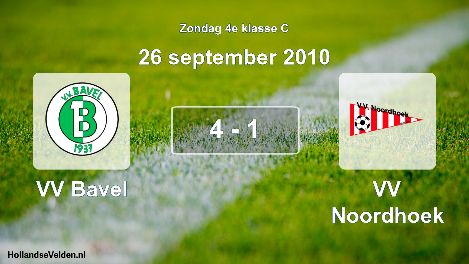 Total number of matches played: VV Bavel - VV Noordhoek 4 - 1 (26 September 2010)