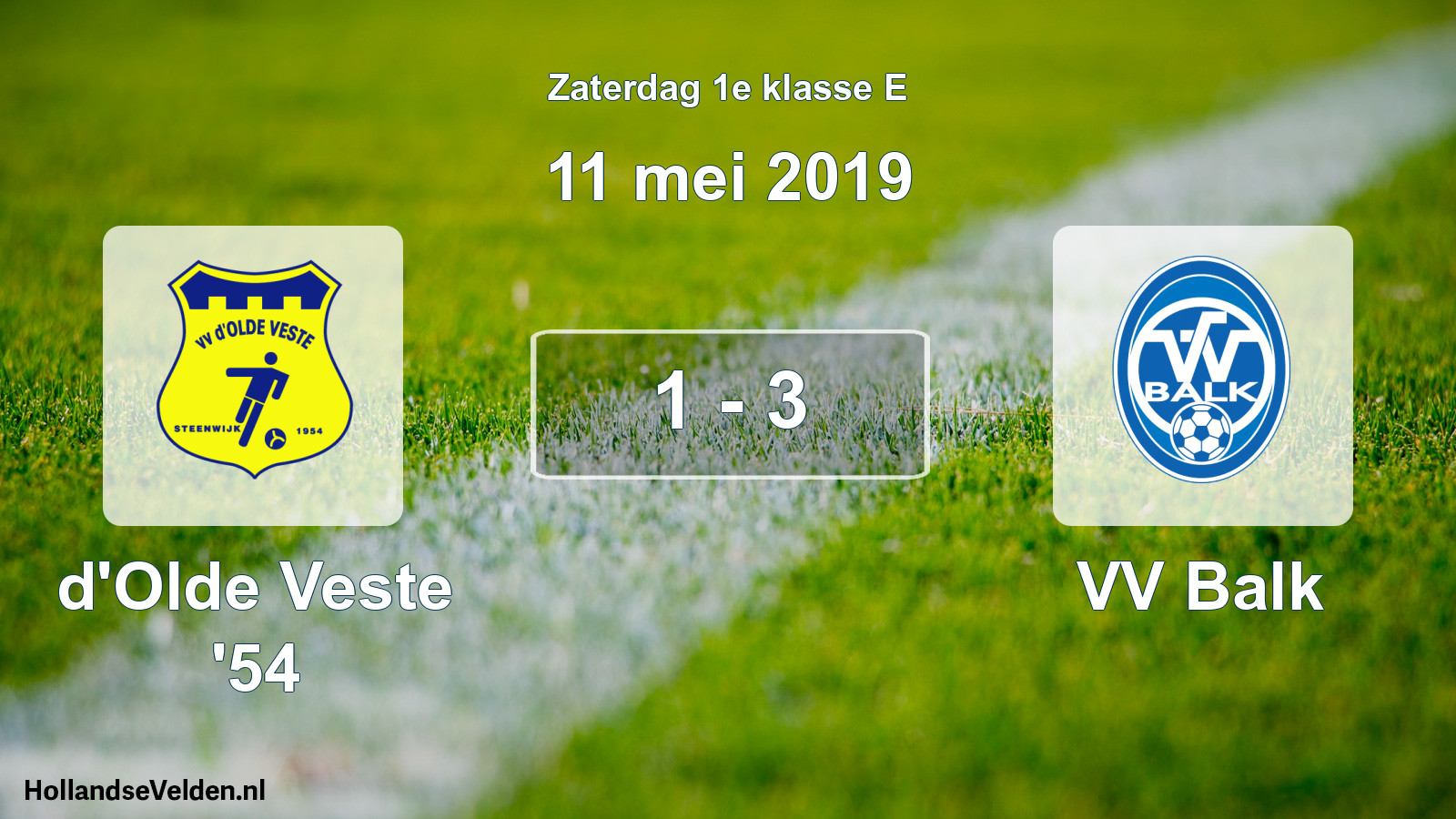 Total number of matches played: d'Olde Veste '54 - VV Balk 1 - 3 (11 May 2019)