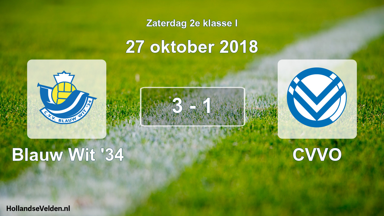 Total number of matches played: Blauw Wit '34 - CVVO 3 - 1 (27 October 2018)