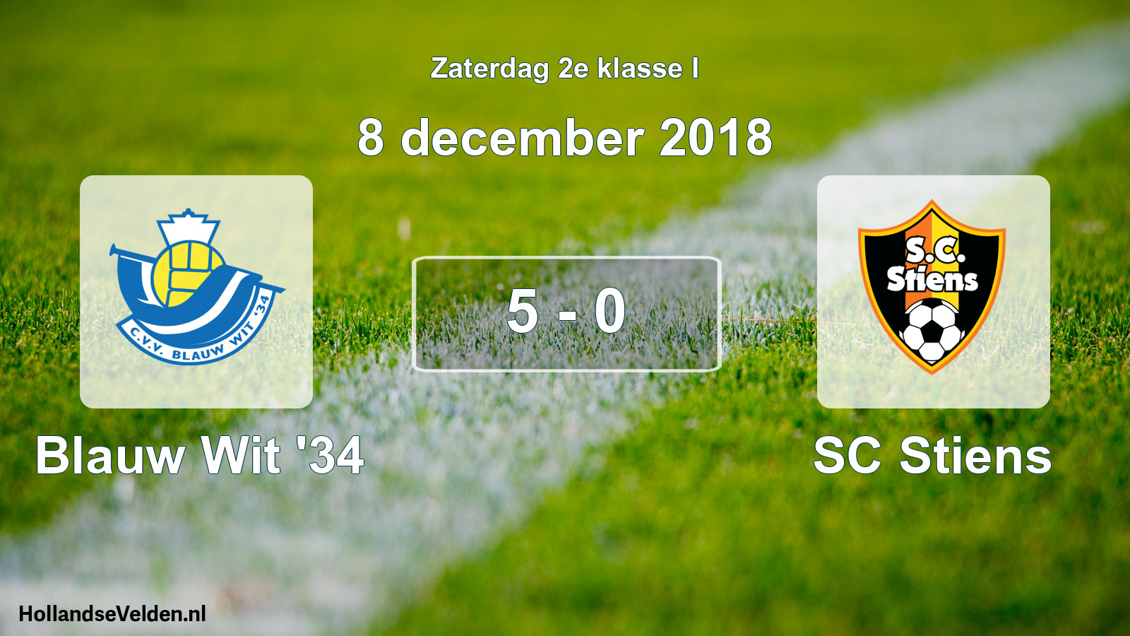 Total number of matches played: Blauw Wit '34 - SC Stiens 5 - 0 (8 December 2018)